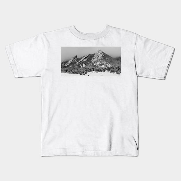 The Flatirons In Winter Dress Kids T-Shirt by nikongreg